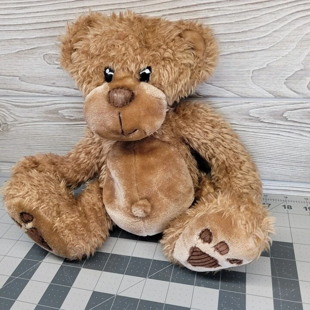 First Main Toodles Teddy Bear Plush Tan Brown Sitting Stuffed Long Brown Shaggy